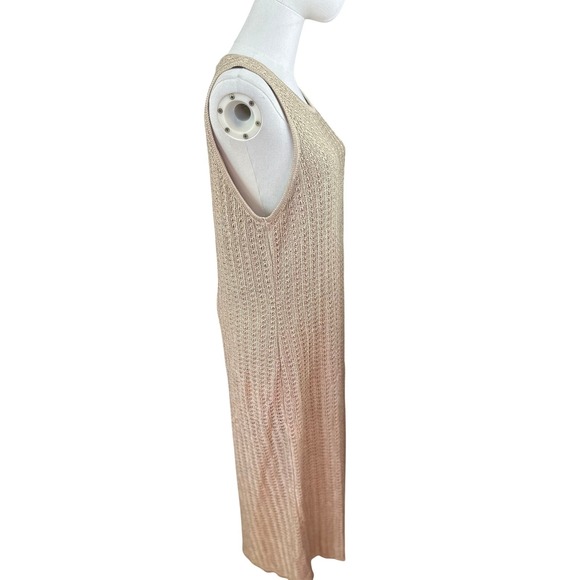 Lauren Ralph Lauren NWT SZ XL Gold Knit Sleeveless Maxi Dress Side Slits Ribbed - Picture 7 of 16